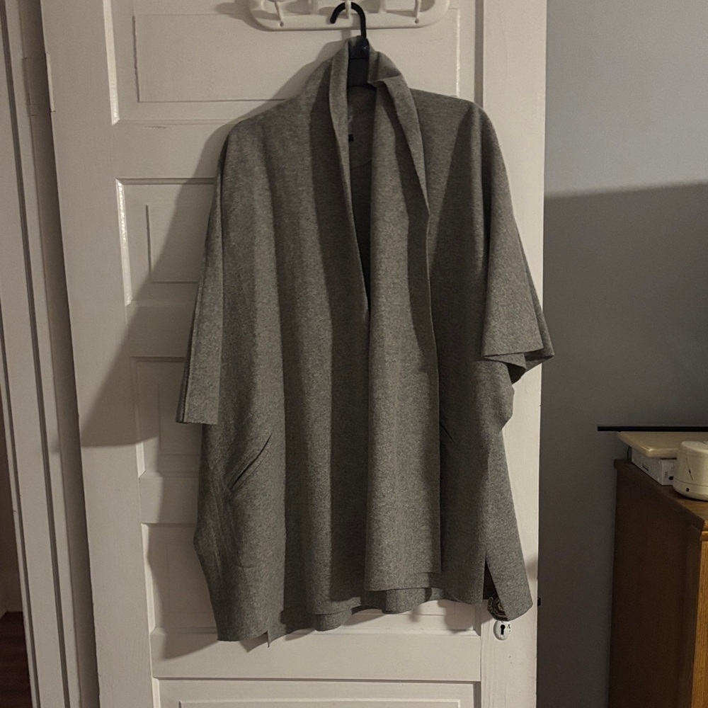 Eileen Fisher Wool Gray Open Front Cardigan/Poncho